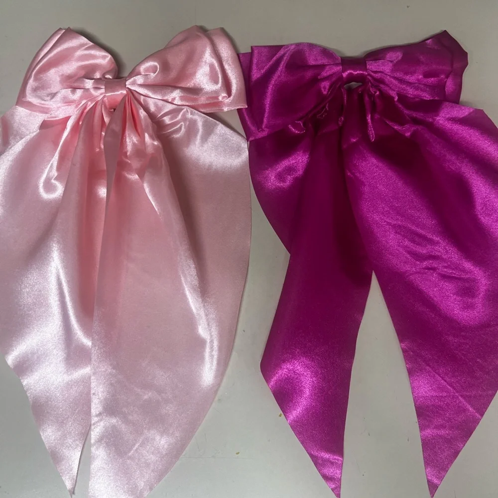 2 pk Hair Bows, Long Tail, Barrette clip, new - Picture 1 of 4